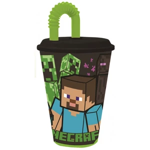 Minecraft Szívószálas pohár, műanyag