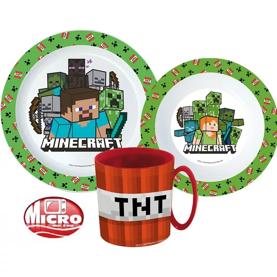 Minecraft étkészlet bögrével