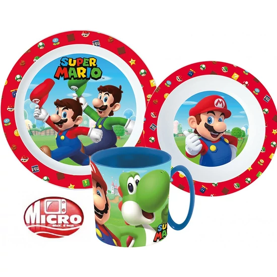 Super Mario étkészlet, micro műanyag szett