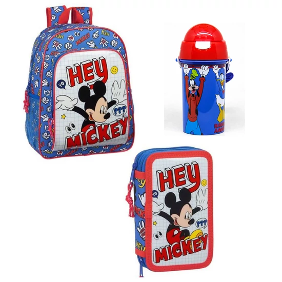 Mickey egér iskolatáska szett (tolltartóval, és kulaccsal)